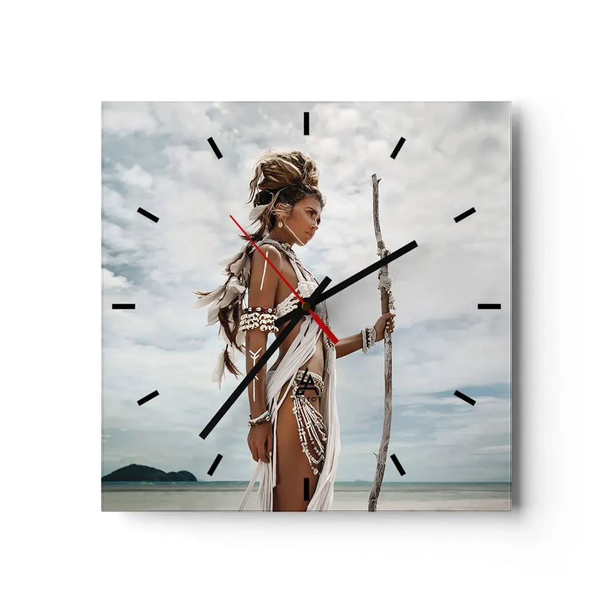 Ceas de perete - Ceas pe sticlă - Regina tropicelor - 40x40 cm