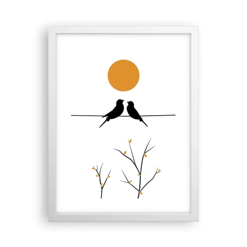 Poster în ramă albă - Seară cu privighetori - 30x40 cm