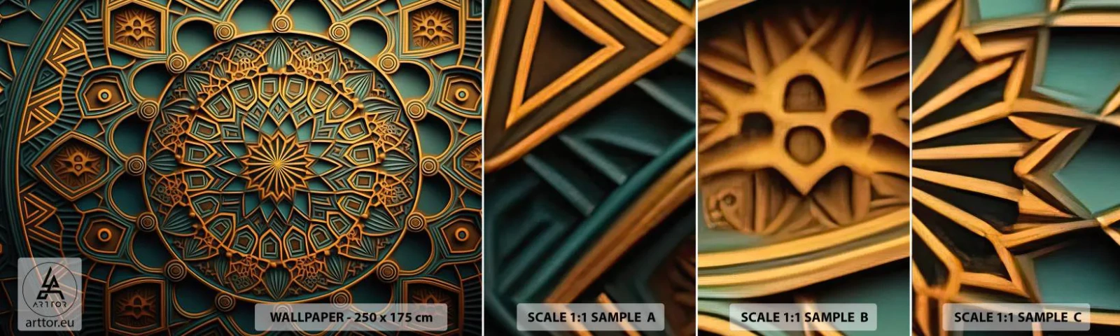 Mostră de Tapet Standard Eco - În stil arabic - Mozaic, arabic, Decoratiuni - 100x30 cm