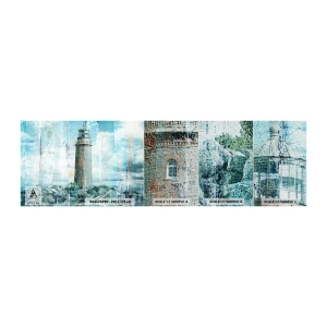 Mostră tapet Premium Canvas - Pe lemn vechi - Abstracția, Far, Mare - 100x30 cm