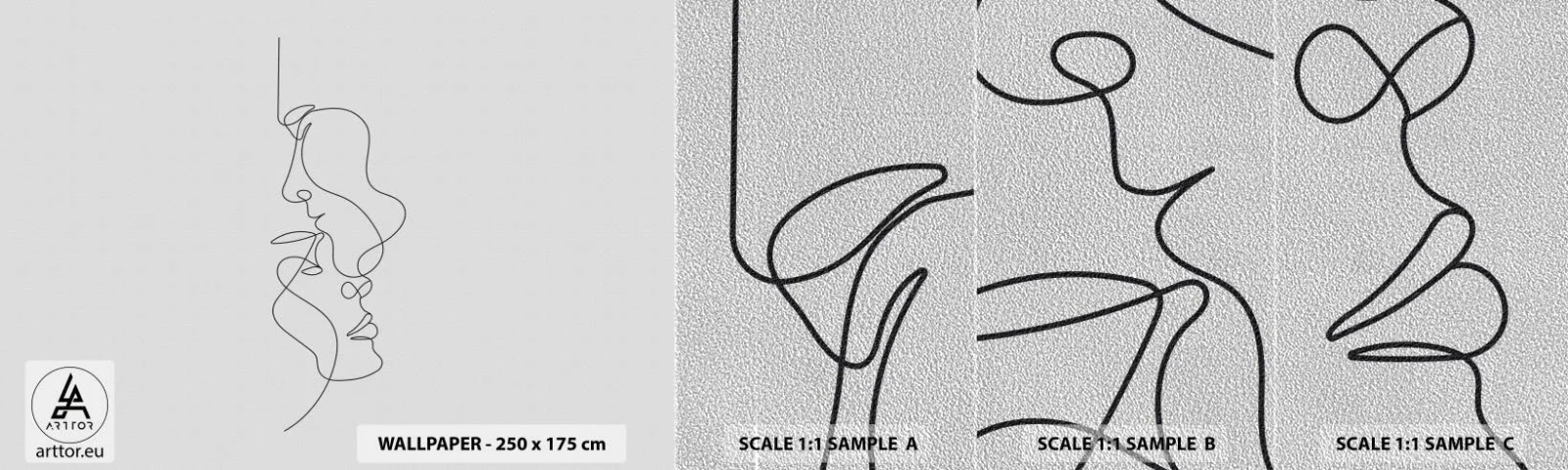 Mostră tapet Premium Sand - Dorință vorace - Grafică, Cuplu îndrăgostit, Pup - 100x30 cm