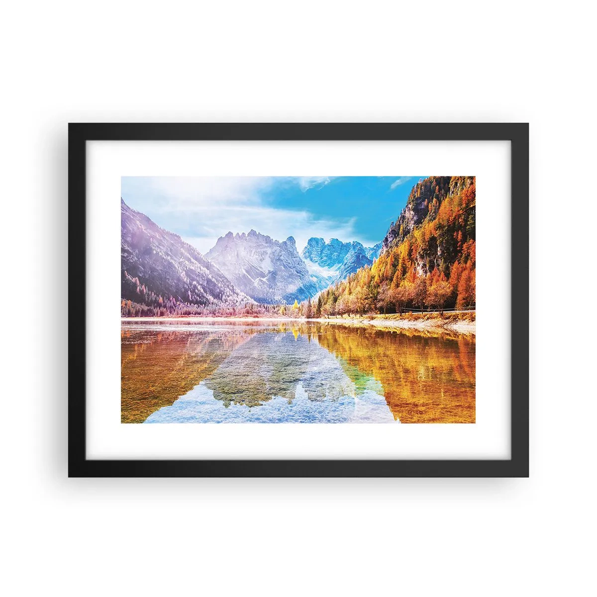 Poster în ramă neagră - Iar în munți începe toamna - 40x30 cm