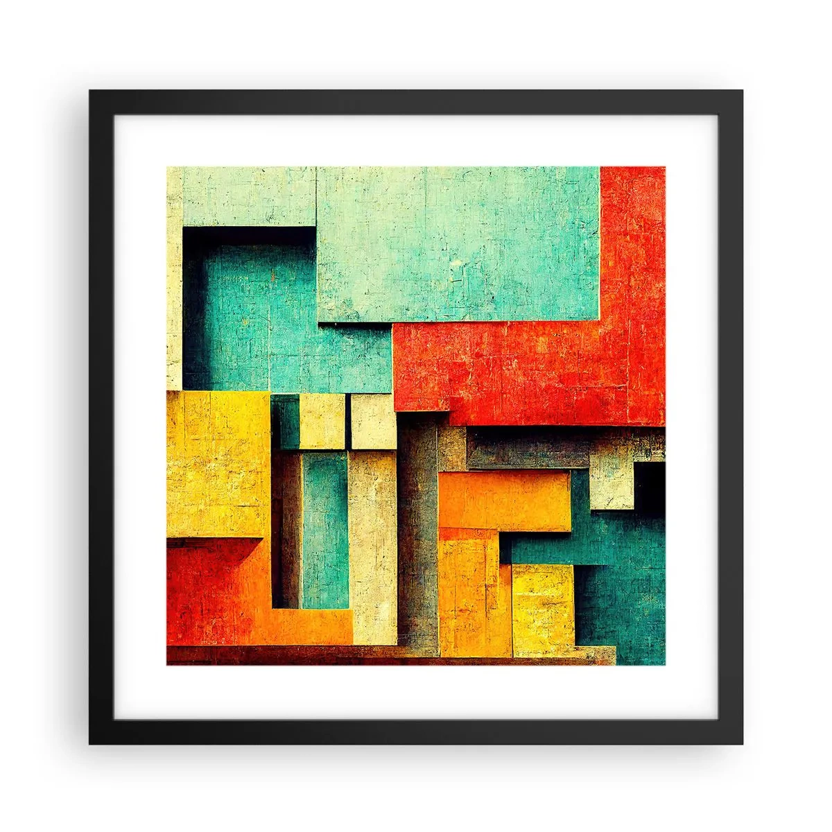 Poster în ramă neagră - Festival de unghiuri drepte - 40x40 cm