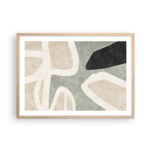Poster în ramă de stejar deschis - Compoziție cu motiv negru - 70x50 cm