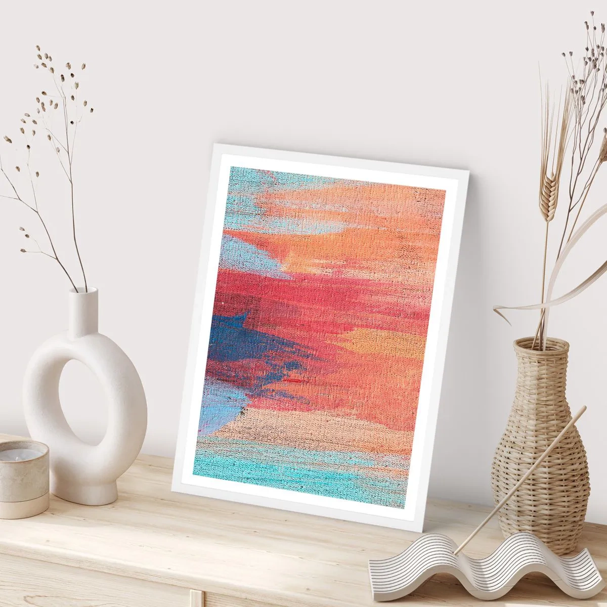 Poster în ramă albă - Plutind prin curcubeu - 30x40 cm