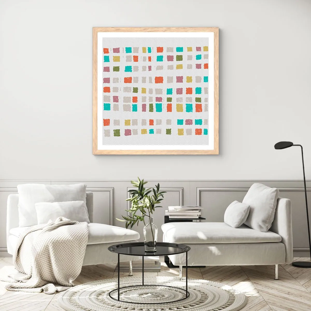 Poster în ramă de stejar deschis - Joc necunoscut - 50x50 cm