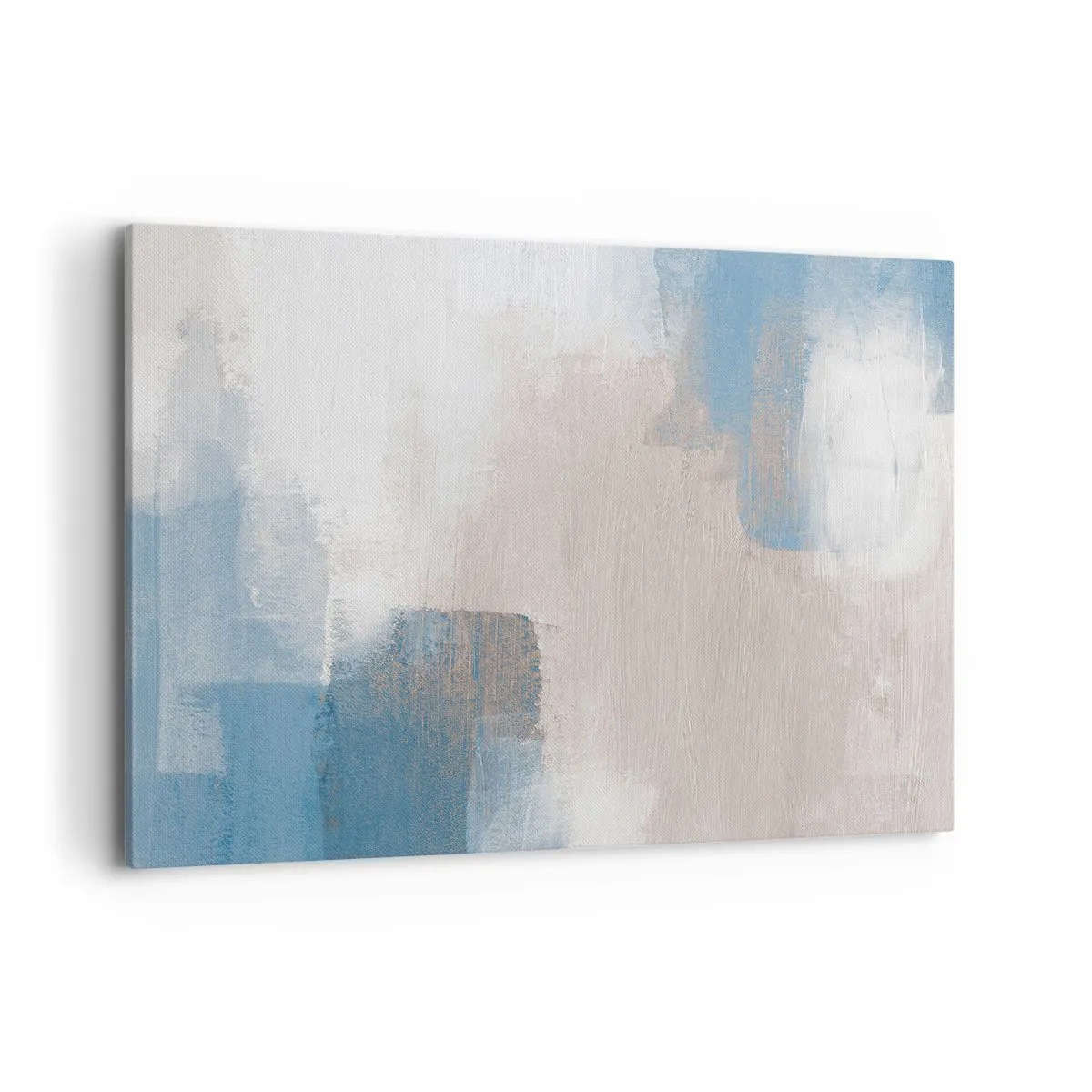 Tablou pe pânză - Abstracție roz în spatele unui voal de albastru - 120x80 cm