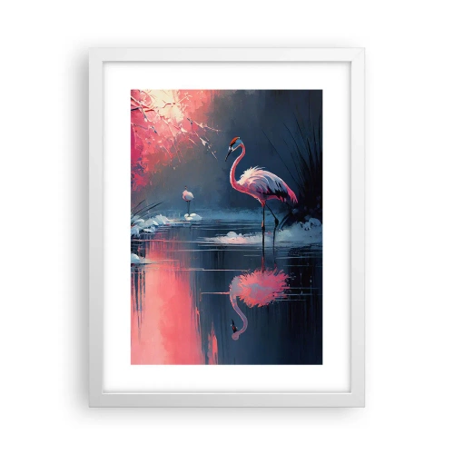 Poster în ramă albă - Reculegere pentru păsări - 30x40 cm