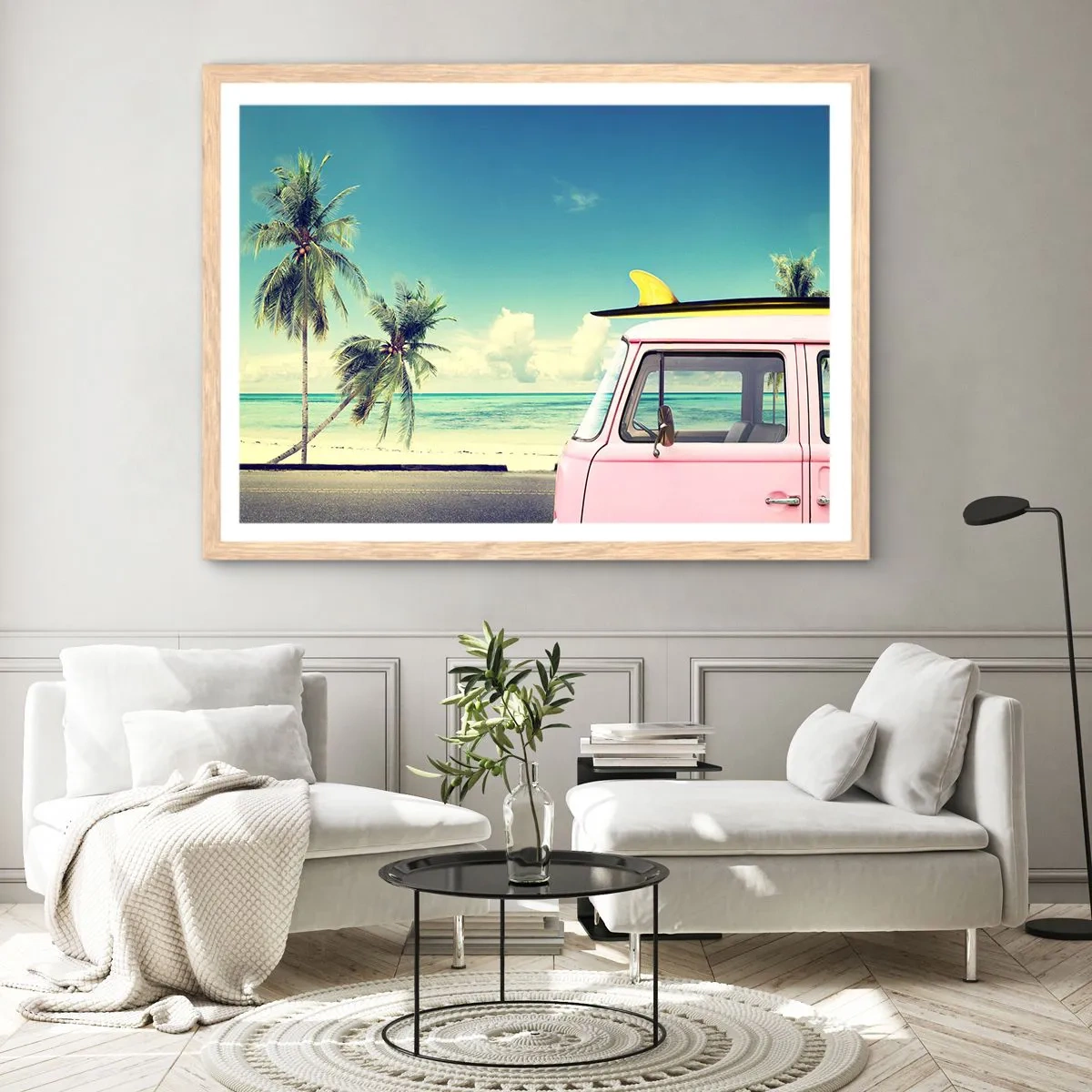 Poster în ramă de stejar deschis - Să înceapă vacanța - 50x40 cm