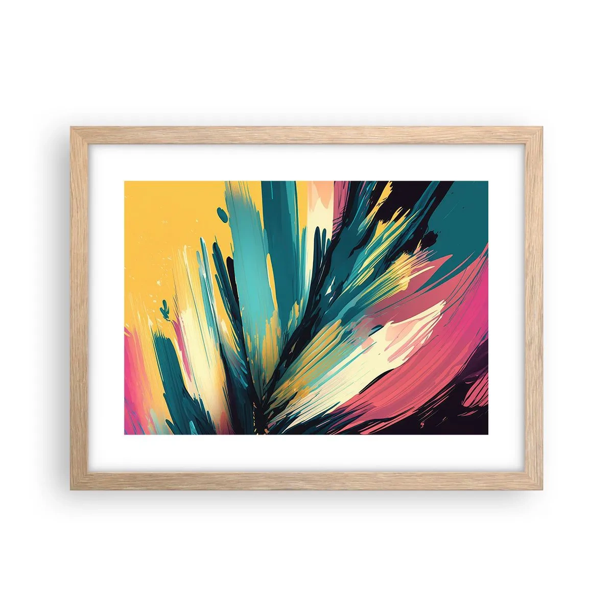 Poster în ramă de stejar deschis - Compoziția - o explozie de bucurie - 40x30 cm