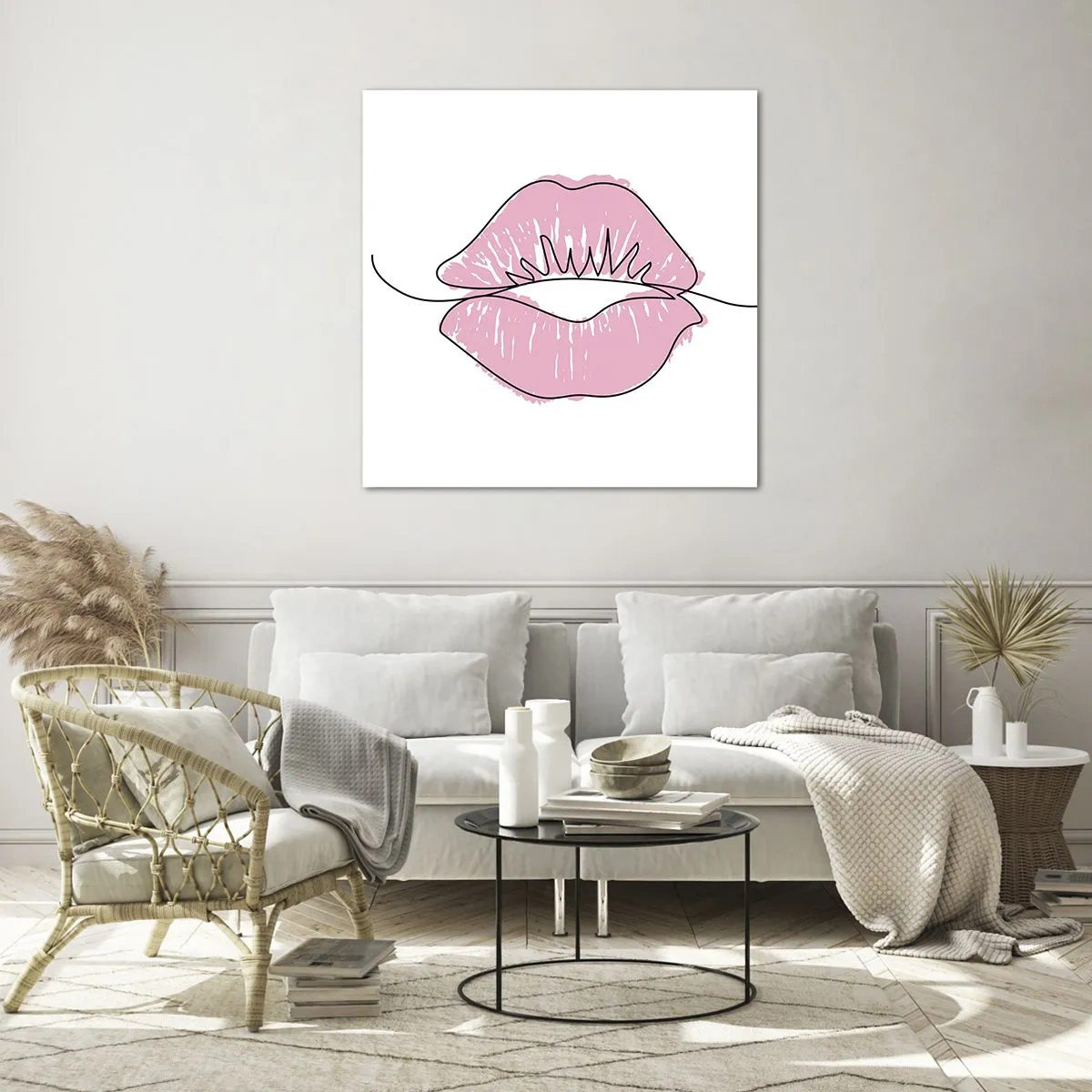 Tablou pe sticlă - Vrei un sărut? - 70x70 cm