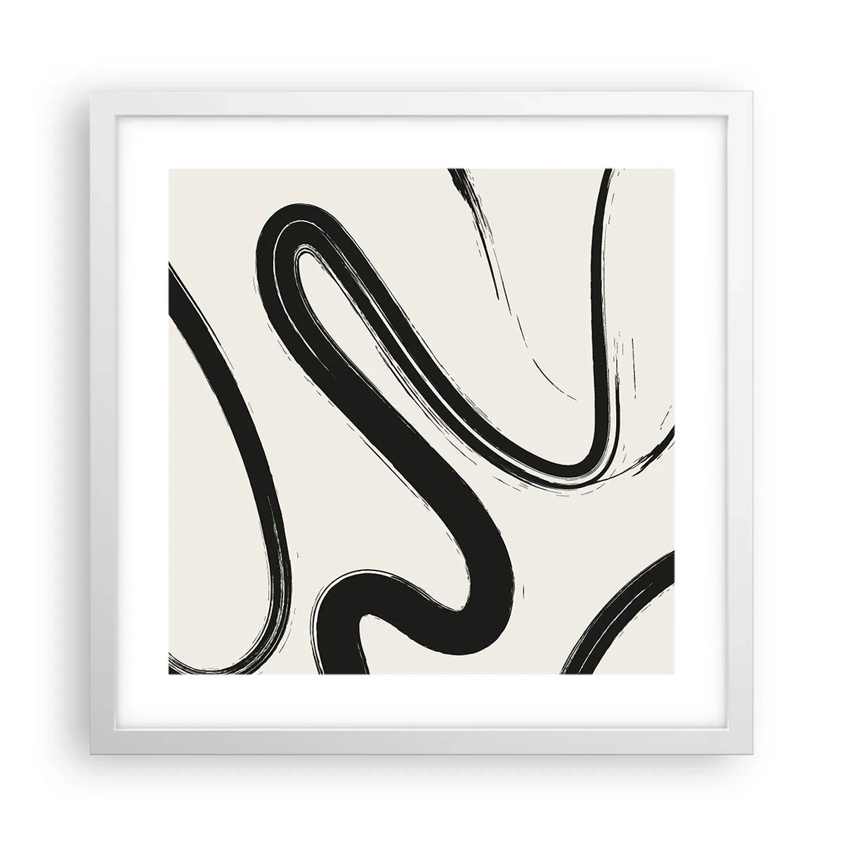 Poster în ramă albă - Capriciu în alb și negru - 40x40 cm