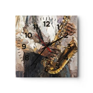 Ceas de perete - Ceas pe sticlă - E timpul pentru a cânta solo - 30x30 cm