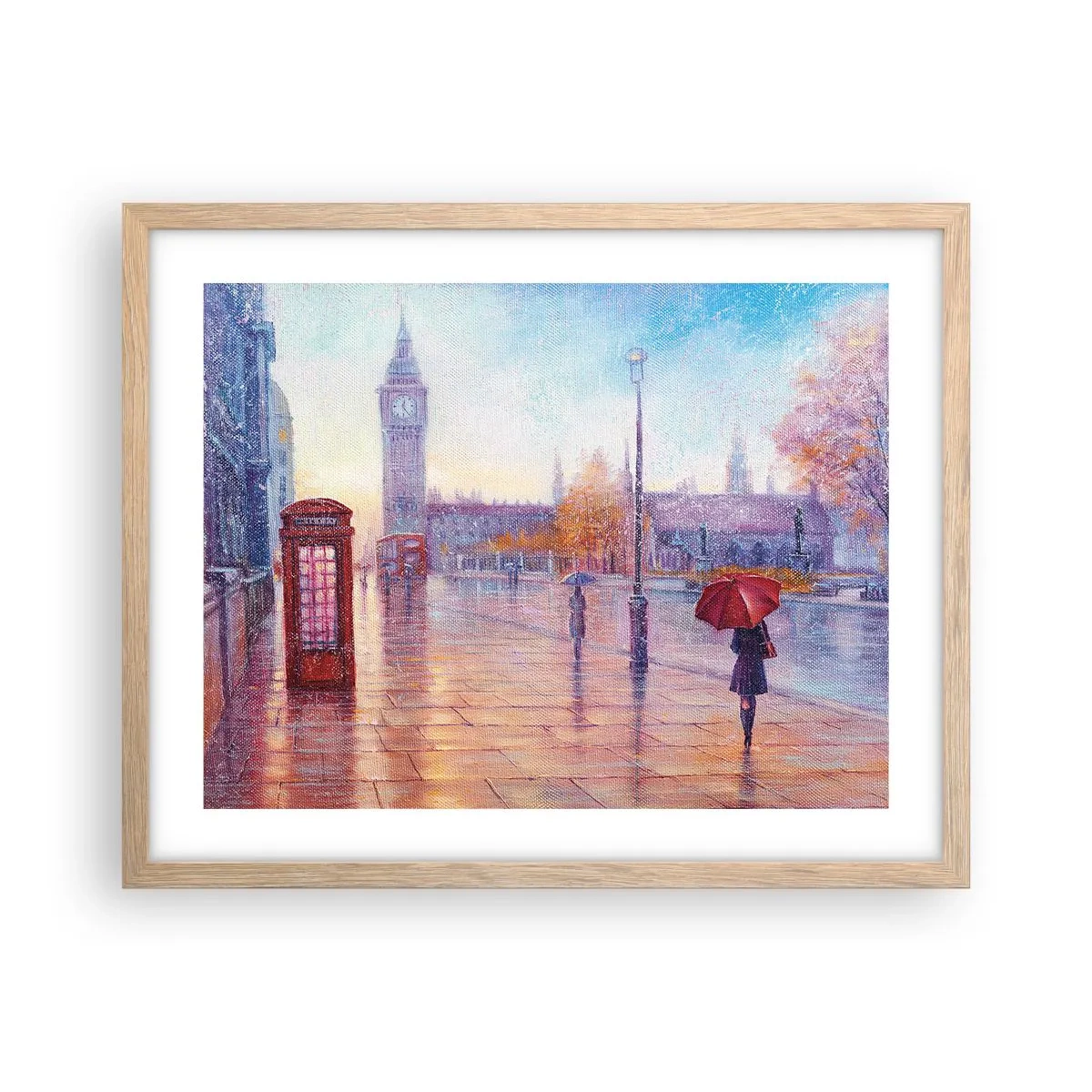 Poster în ramă de stejar deschis - O zi de toamnă londoneză - 50x40 cm