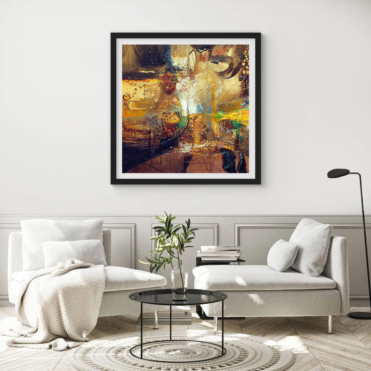 Poster în ramă neagră - Rece, călduț, fierbinte - 60x60 cm