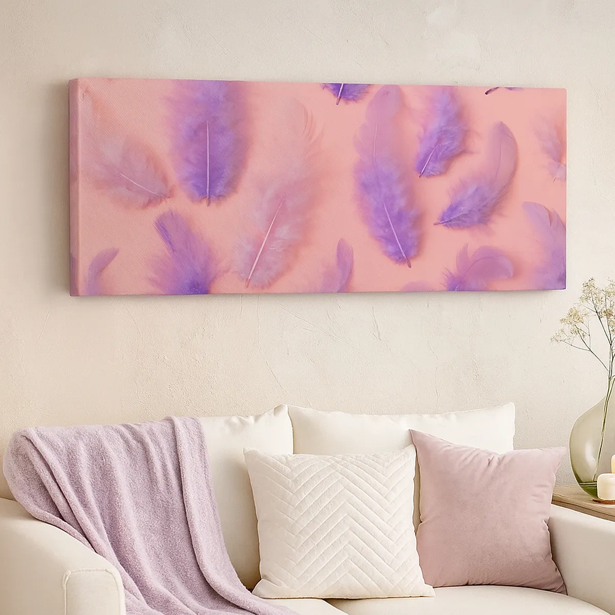 Tablou pe pânză - Pasăre liliac de dorință - 30x30 cm