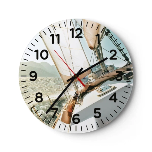 Ceas de perete - Ceas pe sticlă - Pânzele umflate de vânt - 30x30 cm