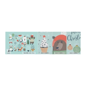 Mostră tapet Premium Canvas - Să nu se termine niciodată Crăciunul! - Pentru copii, Iarnă, Animale Fericite - 100x30 cm