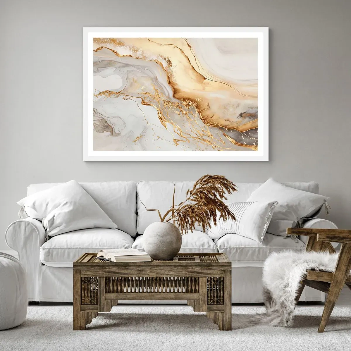 Poster în ramă albă - Abstracție: frumusețe și bunătate - 91x61 cm