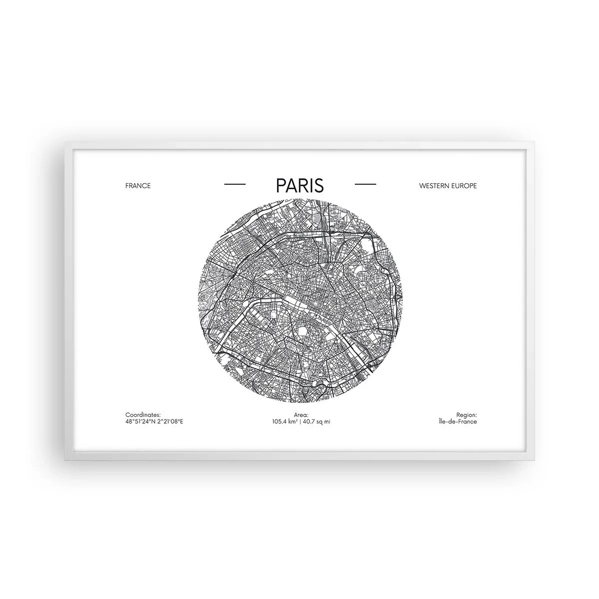 Poster în ramă albă - Anatomia Parisului - 91x61 cm