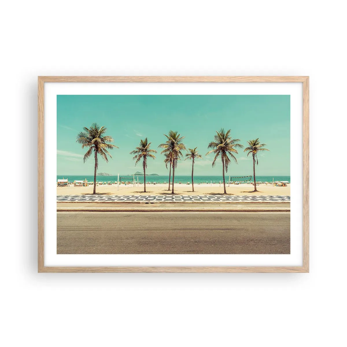 Poster în ramă de stejar deschis - La paza plajei - 70x50 cm