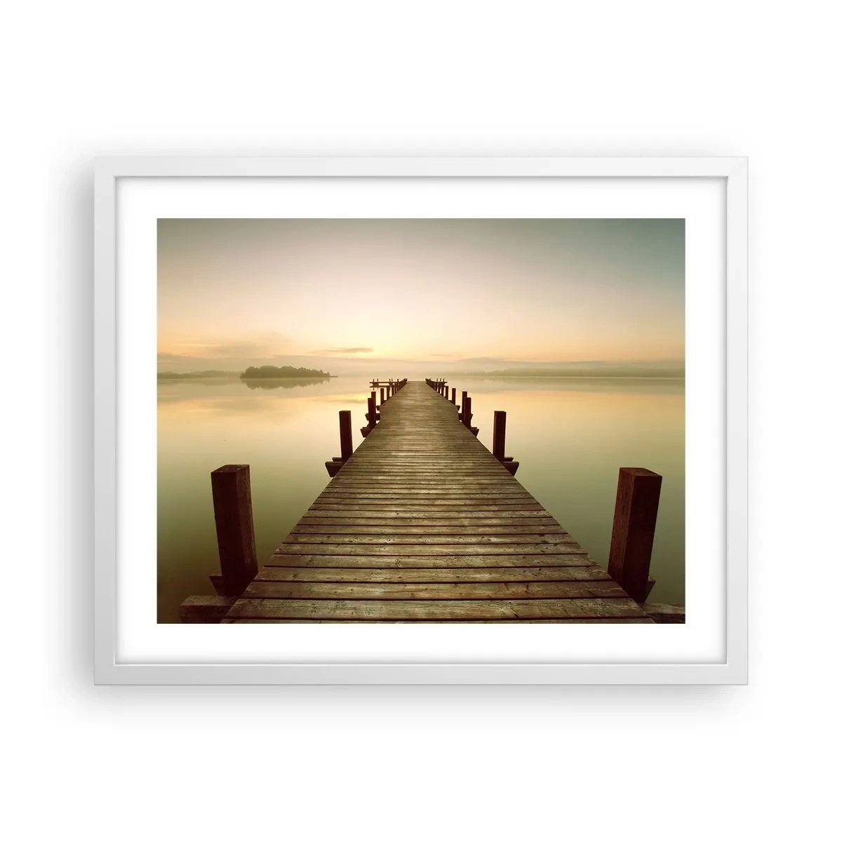 Poster în ramă albă - Înainte de răsărit, zori, lumină - 50x40 cm