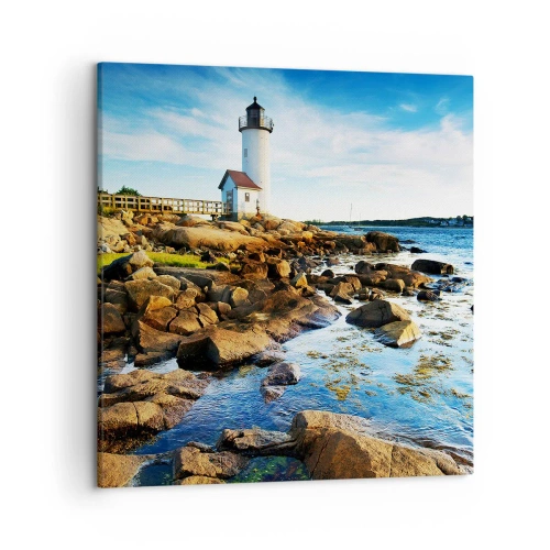 Tablou pe pânză - Întoarce-te acasă fericit, te aștept cu nerăbdare - 50x50 cm