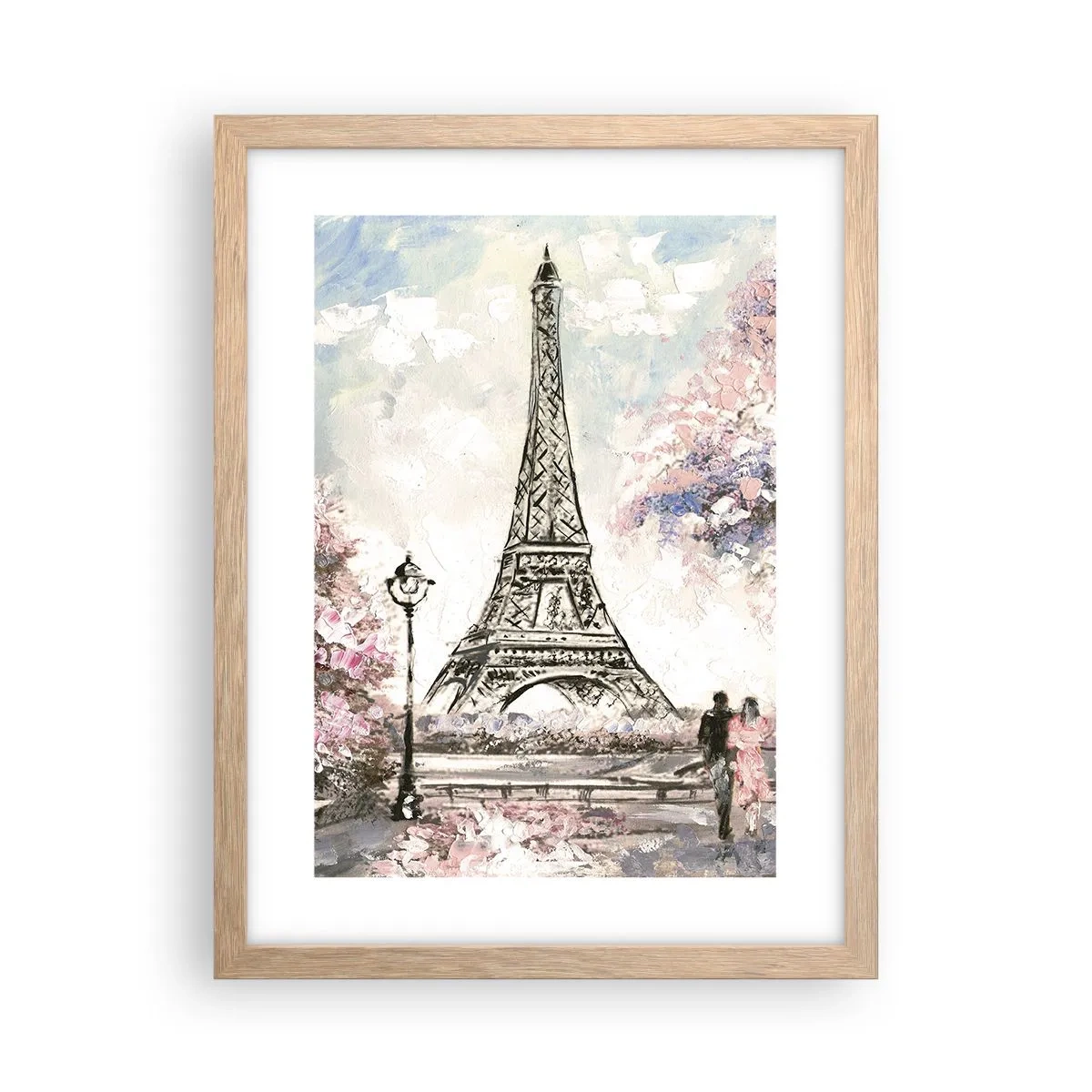 Poster în ramă de stejar deschis - Plimbare în aprilie la Paris - 30x40 cm