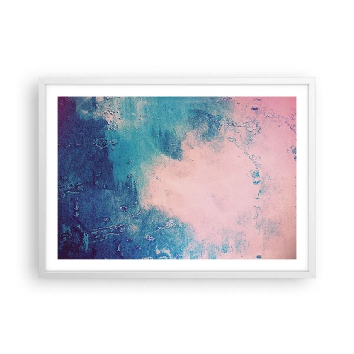 Poster în ramă albă - Îmbrățișare albastră - 70x50 cm