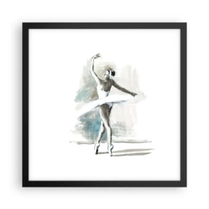 Poster în ramă neagră - Fermecată într-o lebădă - 40x40 cm