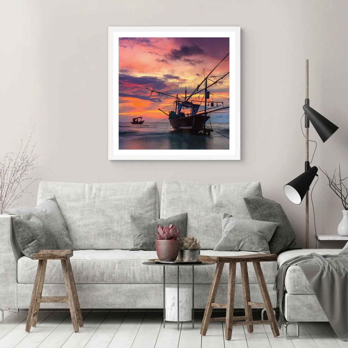 Poster în ramă albă - O seară exotică - 40x40 cm