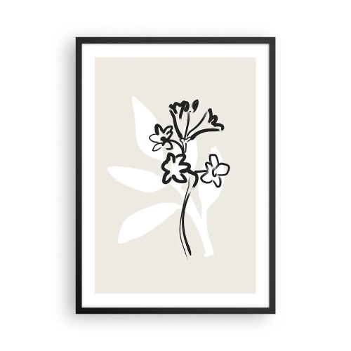Poster în ramă neagră - Desen minimalist cu flori - 50x70cm - Schiță pentru ierbar - Decorațiune modernă pentru perete pentru living și dormitor ARTTOR
