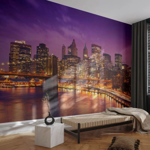 Tapet Premium Sand - Manhathannul mov-auriu - Oraș, New York, Arhitectură - 350x256 cm