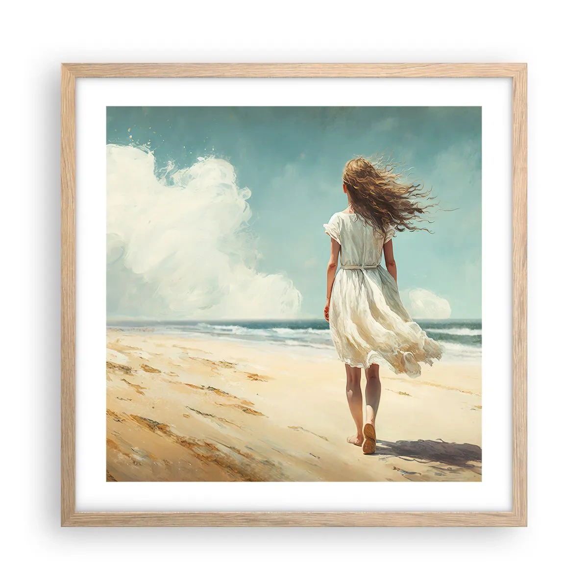 Poster în ramă de stejar deschis - Vreau să întâlnesc soarele și vântul - 50x50 cm