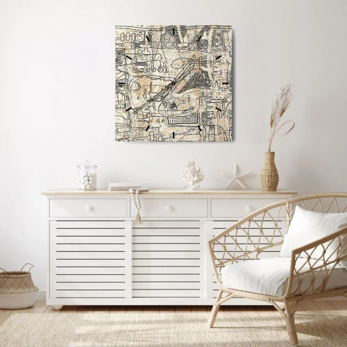 Ceas de perete - Ceas pe sticlă - Așteaptă să fie descifrat - 30x30 cm