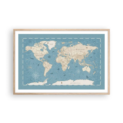 Poster în ramă de stejar deschis - Lumea la îndemână - 91x61 cm