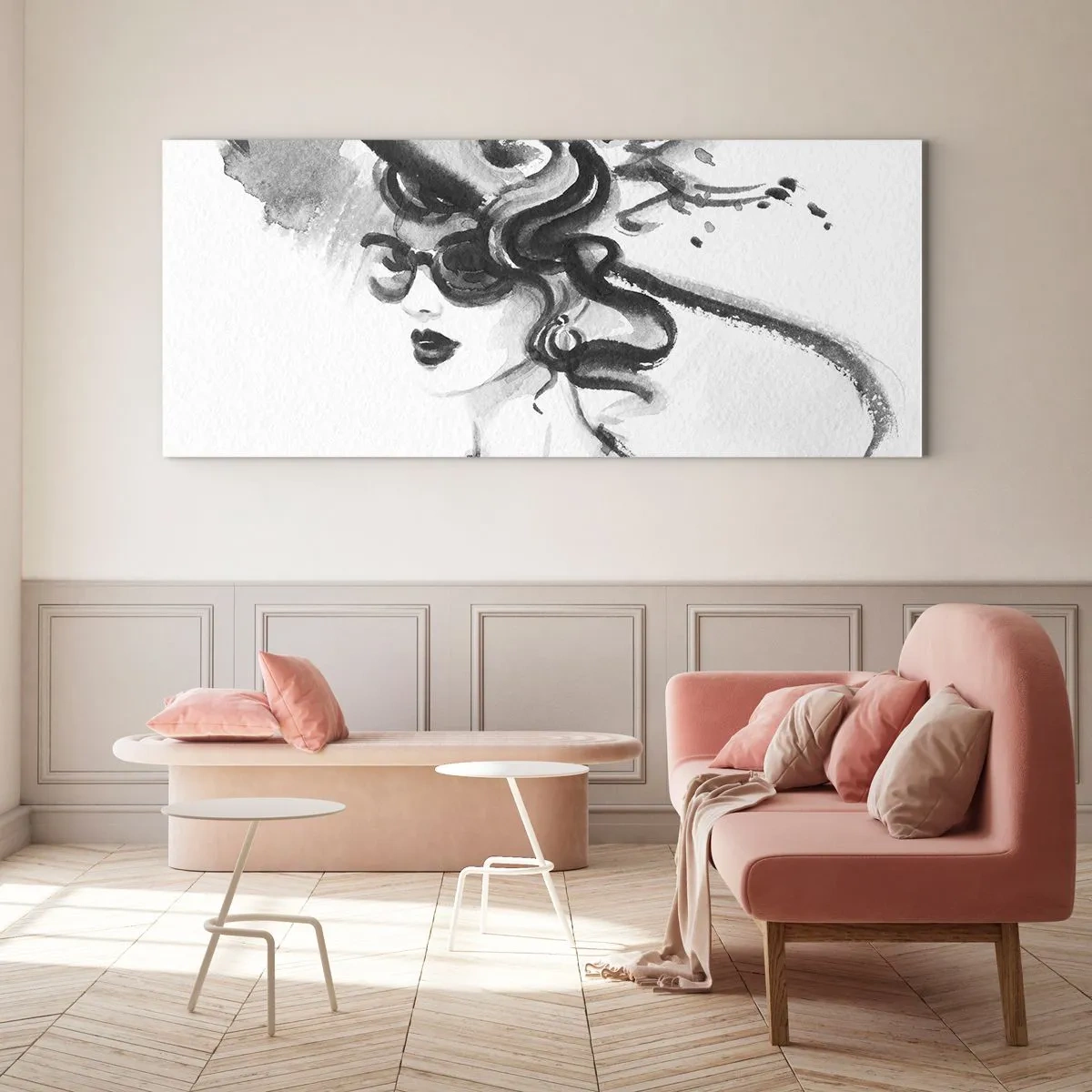 Tablou pe sticlă - Dama cu caracter - 120x50 cm