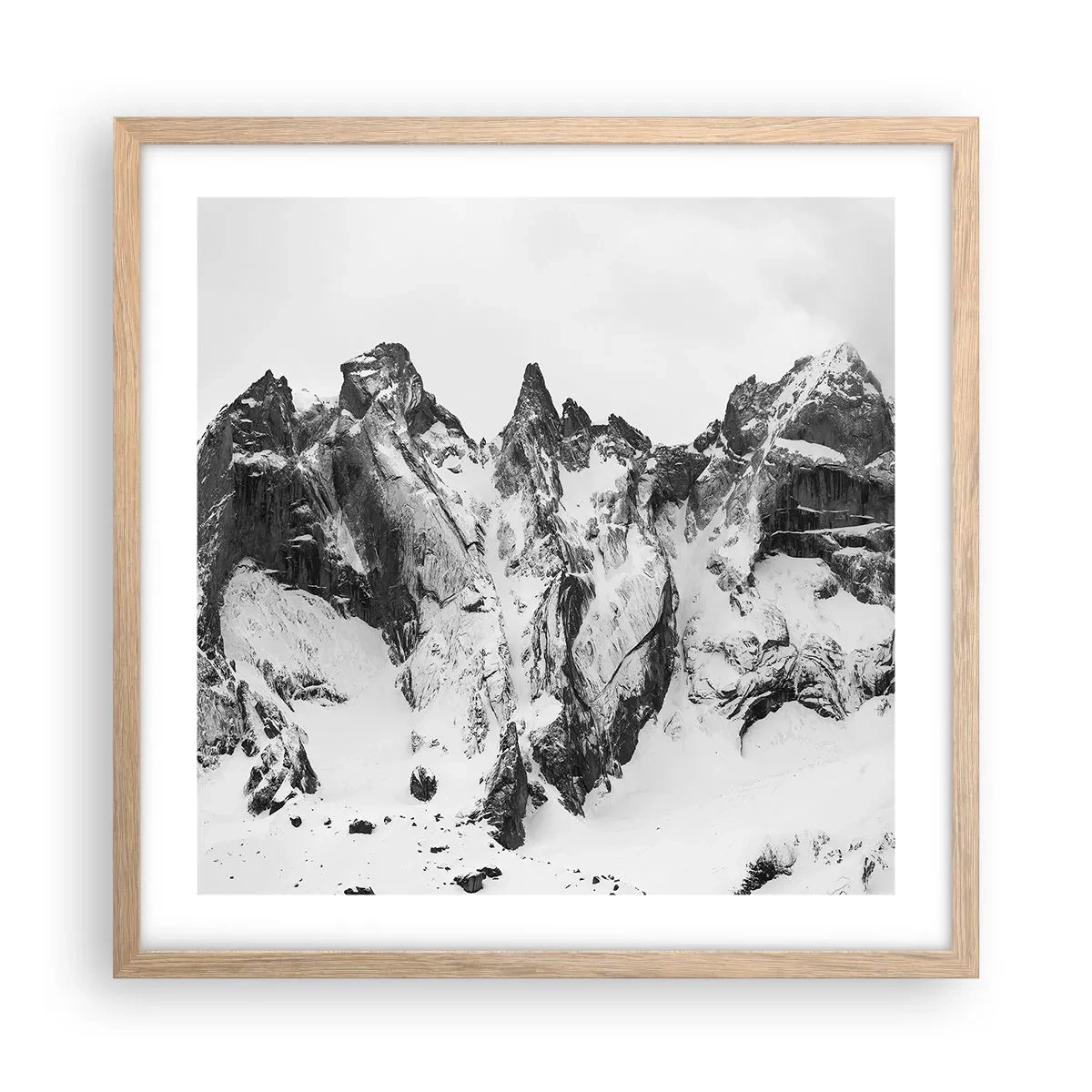 Poster în ramă de stejar deschis - Amenințarea crestei de granit - 50x50 cm