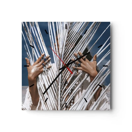 Ceas de perete - Ceas pe sticlă - Prietena șamanului? - 40x40 cm