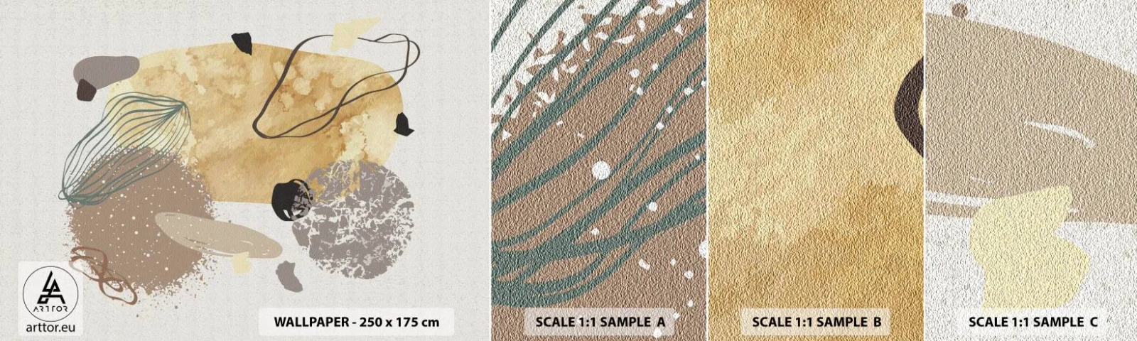 Mostră tapet autocolant Deluxe Sticker - Fluiditatea aplicată - Abstracția, Bucată, Minimalism - 100x30 cm