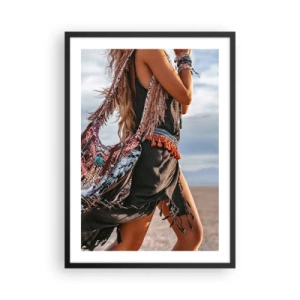 Poster în ramă neagră - Stil boho pe fundalul unui peisaj deșertic - 50x70cm - Iubita șamanului - Decorațiune modernă pentru perete pentru living și dormitor ARTTOR