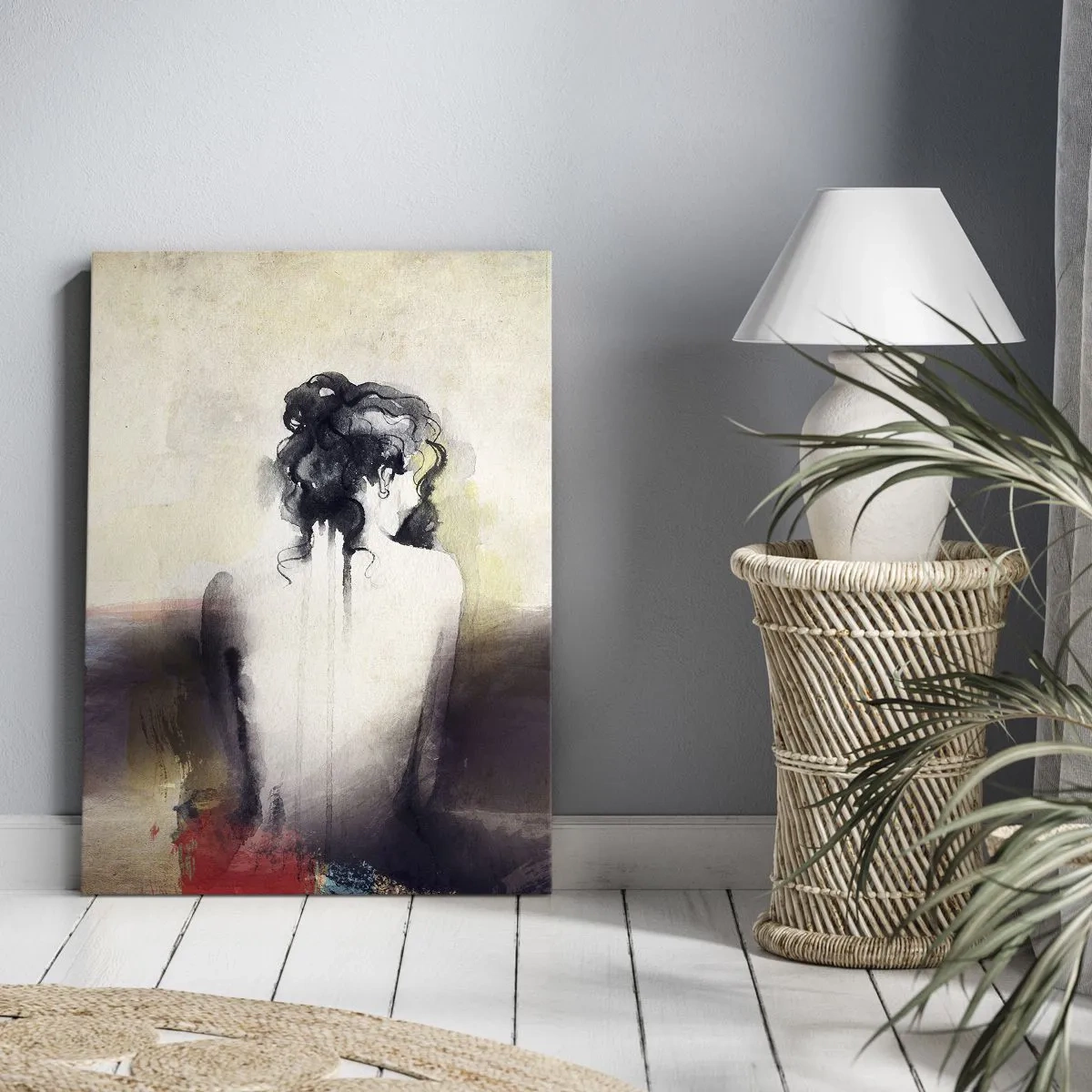 Tablou pe pânză - Linii moi, forme ovale - 45x80 cm