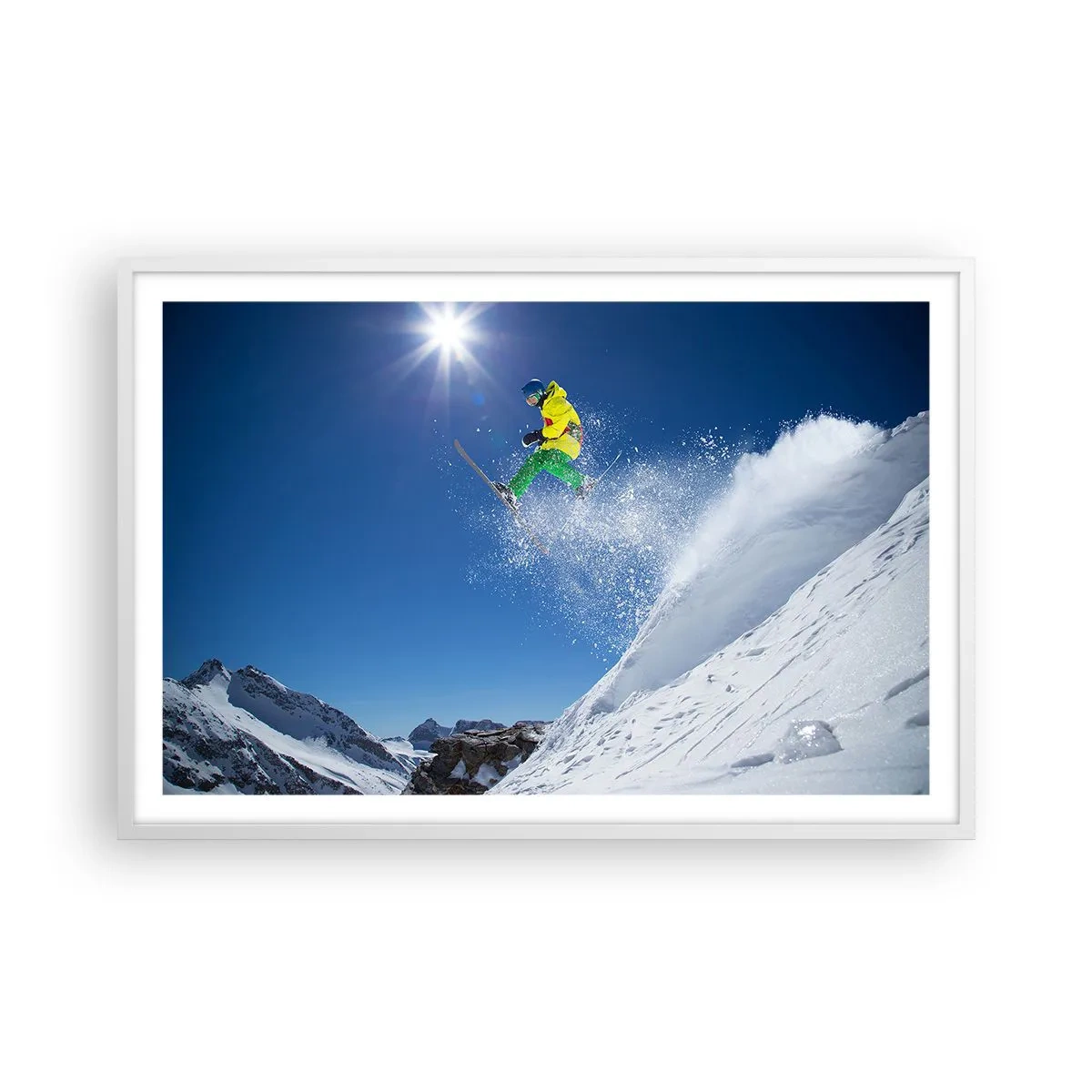 Poster în ramă albă - Dansând cu munții - 91x61 cm
