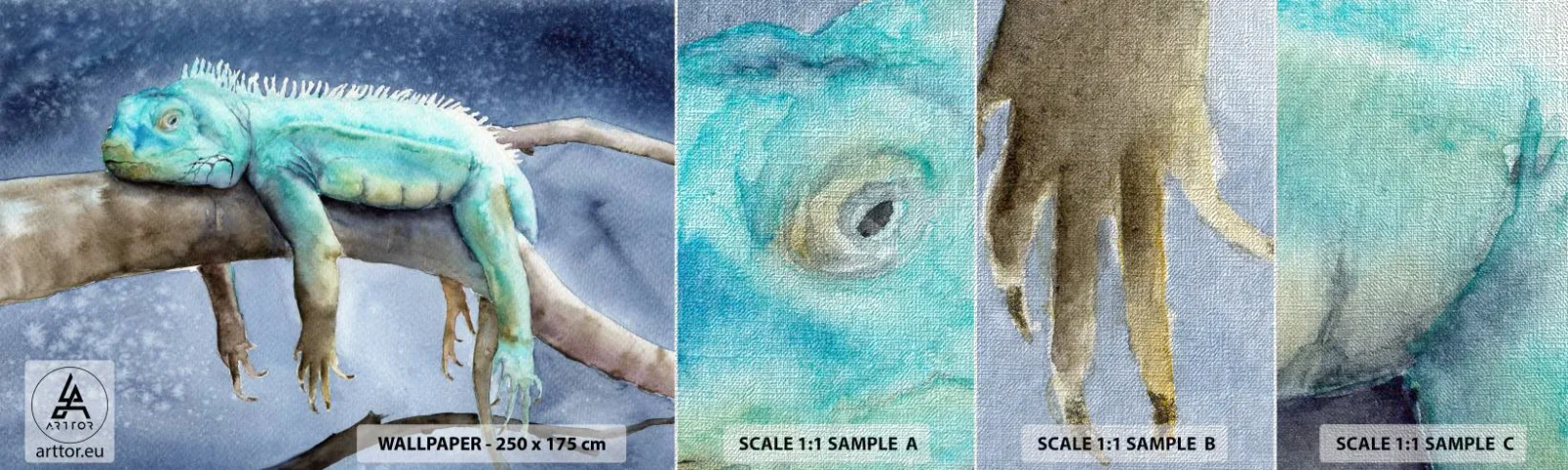 Mostră tapet Premium Canvas - Este bine! - Cameleon, Animal, Lene - 100x30 cm