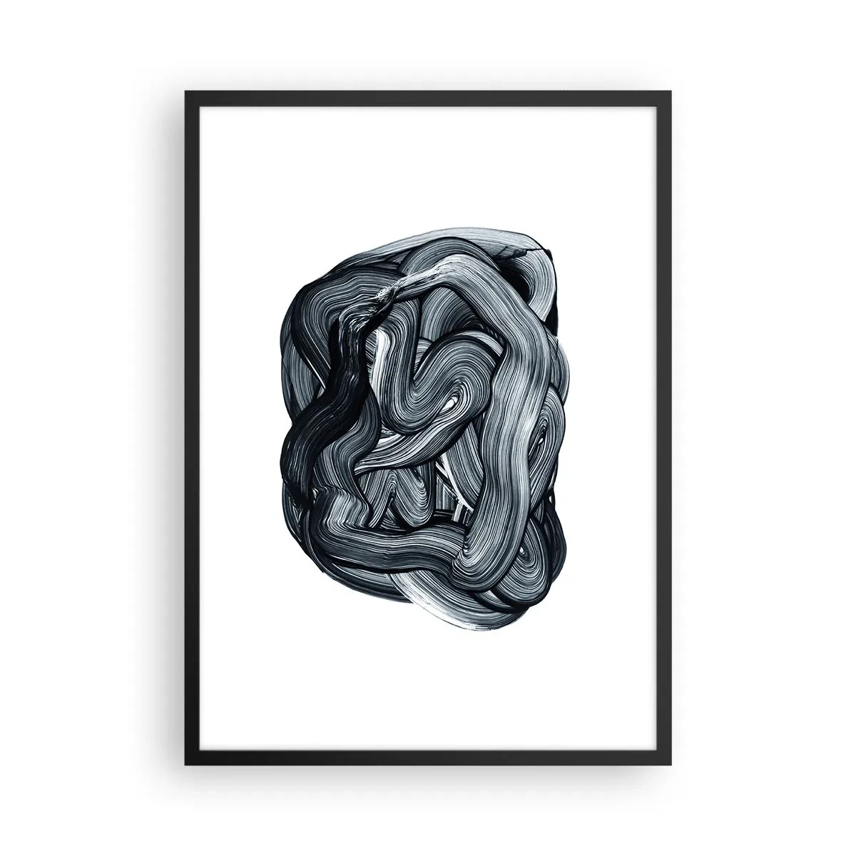 Poster în ramă neagră - Compoziție abstractă din tușe de pensulă alb-negru - 50x70cm - Nu este atât de simplu - Decorațiune modernă pentru perete pentru living și dormitor ARTTOR