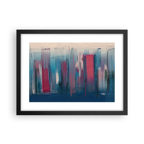 Poster în ramă neagră - Compoziție verticală în albastru și roșu - 40x30 cm