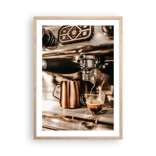 Poster în ramă de stejar deschis - Strălucirea cafelei - 50x70 cm