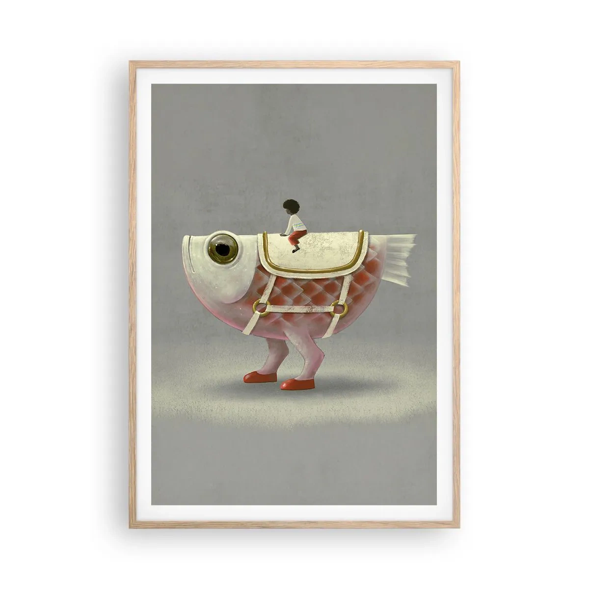 Poster în ramă de stejar deschis - Călărețul Pescărel - 70x100 cm