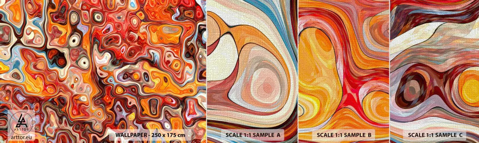 Mostră tapet Premium Canvas - Dacă nucile s-au topit în miere - Abstracția, Bucată, Model modern - 100x30 cm