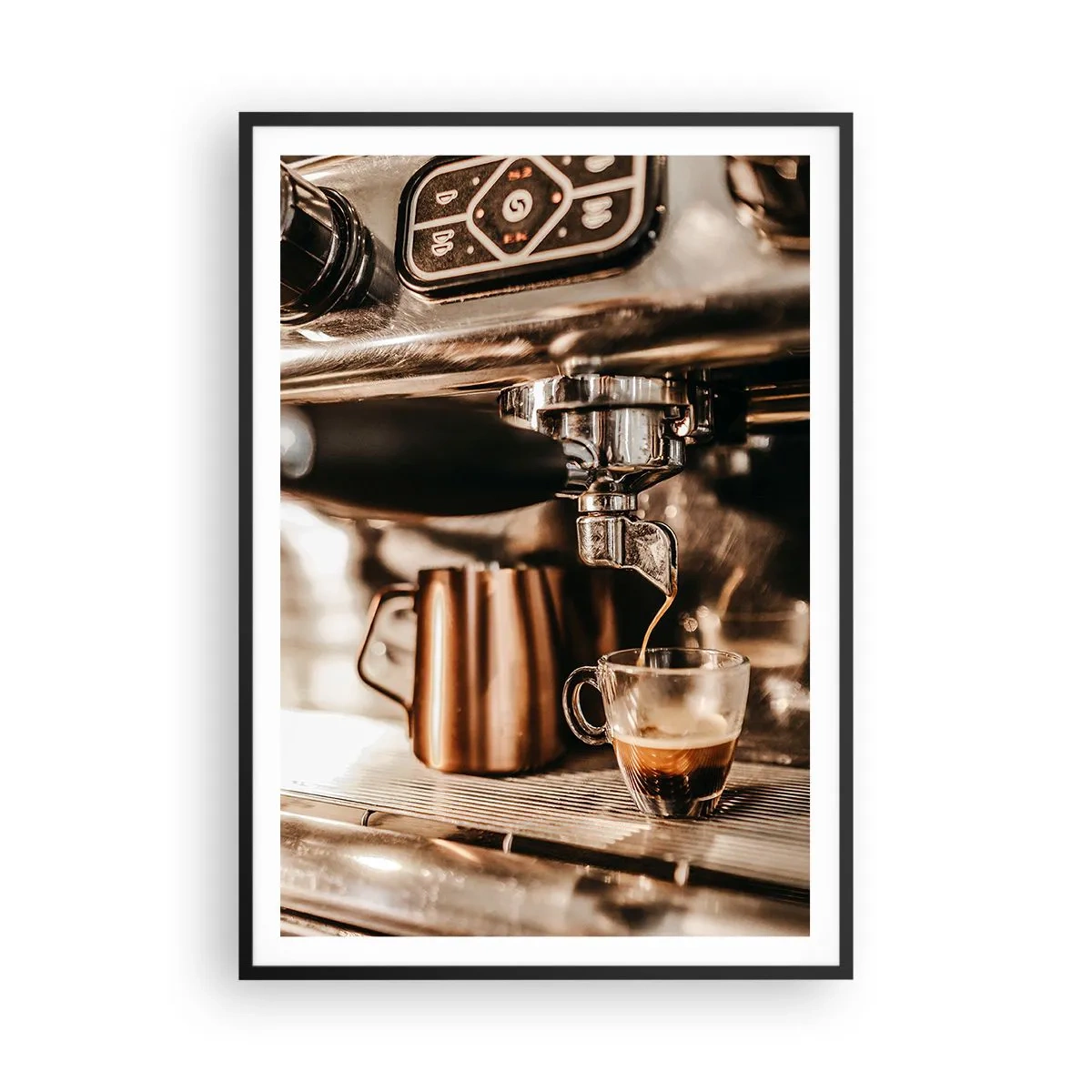 Poster în ramă neagră - Strălucirea cafelei - 70x100 cm